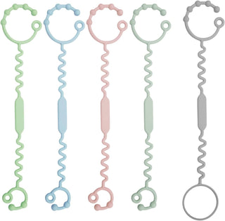 JCDZ Toy Safety Straps for Baby - 5 Pack Silicone Adjustable Stroller Straps, Baby Teether Toys and Sippy Cup Holder Straps for Strollers, High Chair, Car Seat, BPA Free, Multi Colors