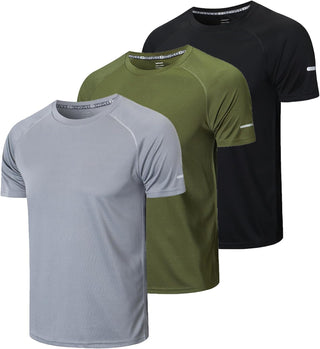 Gaiatiger 3 Pack Men T-Shirt Quick Dry Work Shirts Moisture Wicking Active Athletic Training Short Sleeve Tops
