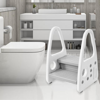 McMola 2 Step Stool for Toddlers Non Slip Sturdy Double Step Up For Kids Safe Toddler Loo Potty Toilet Training in The Bathroom Kitchen and Home