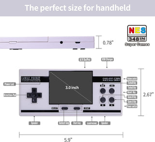 Excefore Handheld Game for Kids Built-in 348 HD Classic Retro Video Games USB Rechargeable 3.0 Inch Childrens Travel Electronics Toys Portable Game Player Gift for Boys and Girls Ages 4-8-12 (Gray)