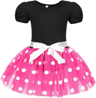 WonderBabe Girl Costume Polka Dots Tulle Tutu Dresses Princess Fancy Dress Up Halloween Birthday Party Dress with Ears Headband