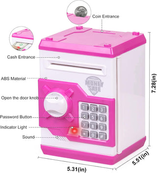 Refasy Piggy Bank for Girls 4-11 Years Old,Refasy Kids Safe Bank for Boys Christmas Birthday Gifts Toy for Kids Electronic ATM Money Bank for Adults Money Saving Box Safe Coin Bank Toy Kids Toys Pink