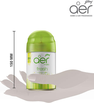 Godrej aer Matic, Automatic Air Freshener Refill Pack - Fresh Lush Green (225 ml), Fghkarpox012