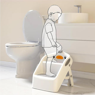 U-HOOME Foldable Toddler Step Stool for Kids Kitchen Bathroom Sink,Toilet Steps Potty Training Stool,Dual Height 11" Kitchen Helper Plastic Poop Stools Ladder with Handles Nursery Foot Stools (Blue)