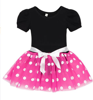 WonderBabe Girl Costume Polka Dots Tulle Tutu Dresses Princess Fancy Dress Up Halloween Birthday Party Dress with Ears Headband