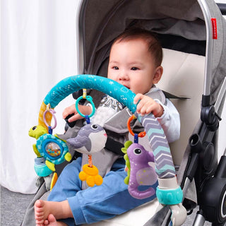 AM ANNA Baby Stroller Arch Toy, Car Seat Toys for Babies 0-12 Months,Activity Musical Arch Toy with Animal Accessories, Sensory Travel Crib Bouncer Bassinet Toys for Toddler Boy Girl