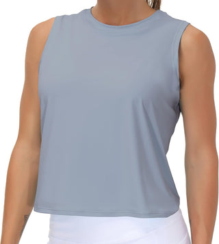 THE GYM PEOPLE Ice Silk Workout Tops for Women Quick Dry Muscle Gym Running Shirts Sleeveles