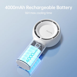 JISULIFE Handheld Turbo Fan [16H Max Cooling Time] Mini Portable Hand Fan, 4000mAh USB Rechargeable Personal Fan, Battery Operated Small Pocket Fan with 5 Speeds for Travel/Outdoor/Home/Office - Brown