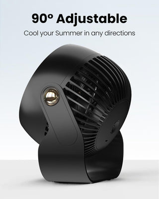 Anspect Desk Fan, 6 Inch Quiet Air Circulator Fan, 4 Speeds with Strong Airflow, 360° Rotate Portable Fan For Bedroom Home Office Desktop Travel (Dark Black)