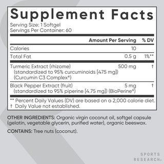 Turmeric Curcumin C3 Complex (500mg) with Black Pepper & Coconut Oil for Better Absorption, 60 Liquid Softgels