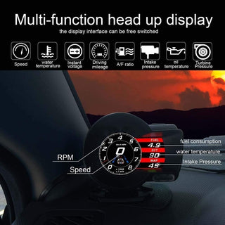 Pepisky Car HUD Display, OBDâ…¡ Smart Gauge High Definition Speedometer Car Diagnostic Tool OBD Fault Code Elimination Safe Driving Computer Overspeed Fault Alarm for All Vehicles