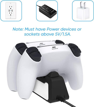 Chulovs Charger for PS5 DualSense Wireless Controller with Thumb Sticks, Dual Controllers Fast Charging Station with LED Indicator, Charger Station Dock for Sony Playstation 5 Dualsense (Black)