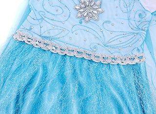 WonderBabe Girls Snow Queen Costume Kids Princess Coronation Dress Up Halloween Birthday Party Cosplay Outfit with Accessory Set 1-12 Years