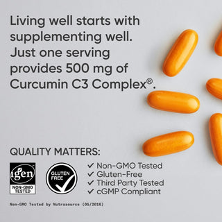 Turmeric Curcumin C3 Complex (500mg) with Black Pepper & Coconut Oil for Better Absorption, 60 Liquid Softgels