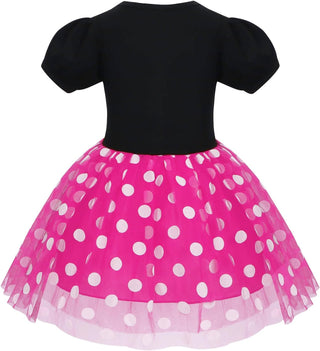WonderBabe Girl Costume Polka Dots Tulle Tutu Dresses Princess Fancy Dress Up Halloween Birthday Party Dress with Ears Headband