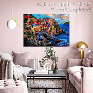 BRAIN TREE Amsterdam 1000 Piece Puzzles for Adults Kids 12+ Unique Puzzles 4 Puzzle Sorting Trays, Droplet Technology for Anti Glare & Soft Touch 27.5Lx19.5W Inch