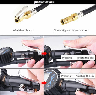 Digital Tire Inflator Deflator with Pressure Gauge 200 PSI Air Chuck and Compressor Accessories with Rubber Hose and Quick Connect Coupler for 0.1 Display Resolution