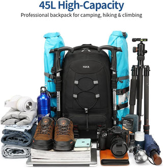XQXA Travel Backpack, 45L Large Capacity Waterproof Hiking Backpack 17.3 Inch Laptop Backpack Male Female Trekking Backpack for Sports Outdoor Camping Camping