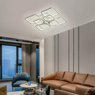 Qcyuui Dimmable Modern Ceiling Light, Acrylic LED Round Flush Mount Lighting Fixtures, 56W 4-Lights 56cm Indoor White Ceiling Lamp with Remote for Living Room Kitchen Bedroom Dining Room Office