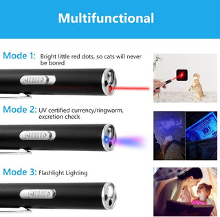 Mumoo Bear Cat Toys, Laser Pointer with 5 Adjustable Patterns, USB Recharge Laser, Long Range and 3 Modes Training Chaser Interactive Toy, Dog Laser Toy