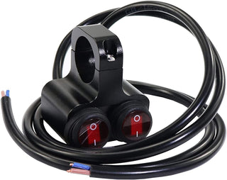 Excefore Motorcycle Handlebar Switch, 12v 16A Motorcycle Universal 7/8" 22-23mm Handlebar Button Switch, CNC Aluminium Alloy Waterproof Double Control Button Red Light Switch for Scooter Electric Bike
