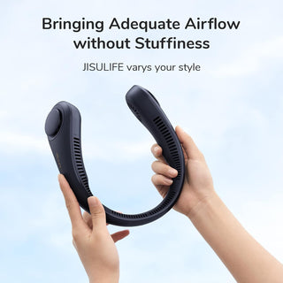 JISULIFE Portable Neck Fan, Hands Free Bladeless Fan, 4000 mAh Battery Operated Wearable Personal Fan, Leafless, Rechargeable, Headphone Design, USB Powered Desk Fan,3 Speeds-Green