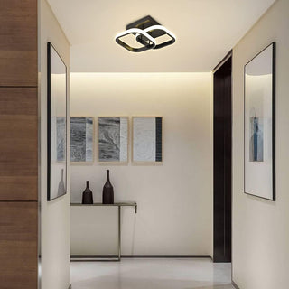 KEPHTH LED Ceiling Light Modern Square LED Ceiling Lamp 3 Colour Temperature Adjustments by Wall Control, Ceiling Lighting Fixture for Kitchen Bedrooms Hallway Office - 24W Black