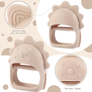 AoiSouk Baby Teether, Silicone Teething Toys for Babies 0-6 Months, Baby Chew Toys for Sucking Needs, Teething Pacifier, BPA Free Anti-Drop Silicone(Dark Pink&Rose Pink&Beige)