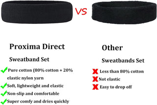 Proxima Direct Sweatbands, 3 Pack Ports Headband for Women Men Girls Boys, Super Comfy Sports Sweatband for Gym Workout Yoga Soccer Boxing Tennis
