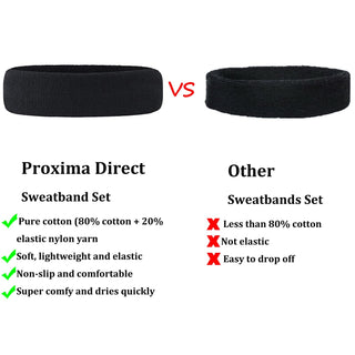 Proxima Direct Sweatbands, 3 Pack Ports Headband for Women Men Girls Boys, Super Comfy Sports Sweatband for Gym Workout Yoga Soccer Boxing Tennis