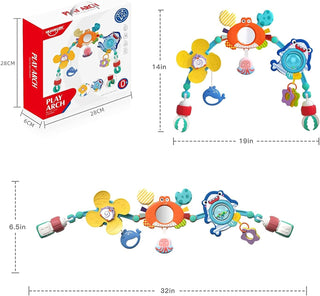 AM ANNA Baby Stroller Arch Toy, Car Seat Toys for Babies 0-12 Months,Activity Musical Arch Toy with Animal Accessories, Sensory Travel Crib Bouncer Bassinet Toys for Toddler Boy Girl