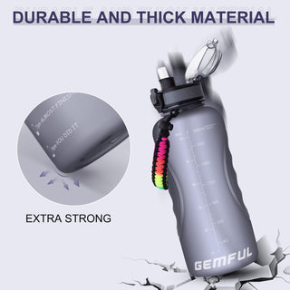 GEMFUL 2 Liter Large Drinking Water Bottle with Straw Leakproof Water Jug for Outdoor Sports