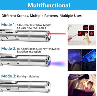 Mumoo Bear Cat Toys, Laser Pointer with 5 Adjustable Patterns, USB Recharge Laser, Long Range and 3 Modes Training Chaser Interactive Toy, Dog Laser Toy