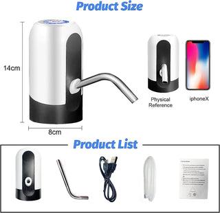 SKY-TOUCH 5 Gallon Water Bottle Pump, USB Charging Portable Electric Water Pump for for for 2-5 Gallon Jugs USB Charging Portable Water Dispenser for Office, Home, Camping, Kitchen and etc,Black