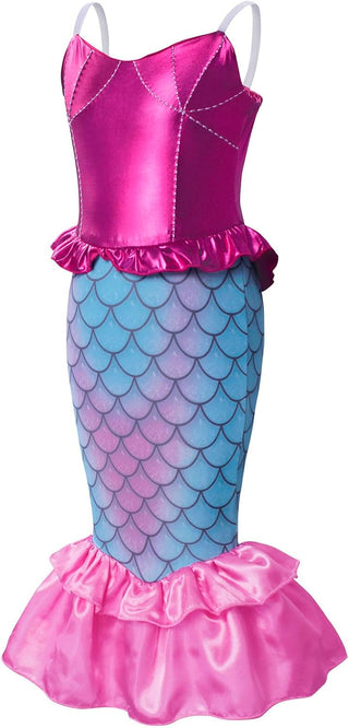 WonderBabe Little Girl Mermaid Princess Dresses Ariel Costume for Grils Birthday Party Halloween Cosplay Outfit with Accessories