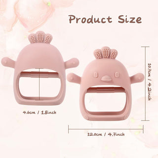 AoiSouk Baby Teether, Silicone Teething Toys for Babies 0-6 Months, Baby Chew Toys for Sucking Needs, Teething Pacifier, BPA Free Anti-Drop Silicone(Dark Pink&Rose Pink&Beige)