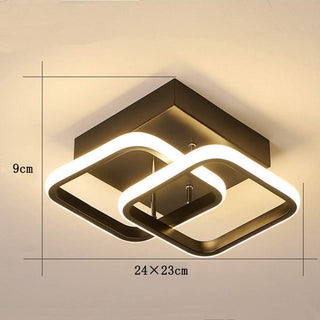KEPHTH LED Ceiling Light Modern Square LED Ceiling Lamp 3 Colour Temperature Adjustments by Wall Control, Ceiling Lighting Fixture for Kitchen Bedrooms Hallway Office - 24W Black