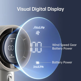 JISULIFE Portable Handheld Fan,Speed(1-100) Adjustable Turbo Mini Fan,5000mAh Battery Rechargeable Personal Fan with Metal Body,Digital Display,For Women Men Travel/Camping/Outdoor-Grey