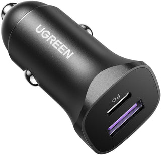 UGREEN Car Charger Fast Charging 30W for iPhone 16 Pro, Car Accessories Dual Port USB-C PD 30W+USB-A QC 18W/SCP 22.5W Fast Charger, for iPhone 16/15/14/13 Series,Galaxy S24/S23,Huawei,iPad Pro, Xiaomi