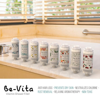 Be-Vita Korean Vitamin Shower Filter - Anti Hair Loss - Prevents Dry Skin - Chlorine Removal - Rust Removal - Relaxing Aromatherapy - Non-Toxic (Baby Powder)