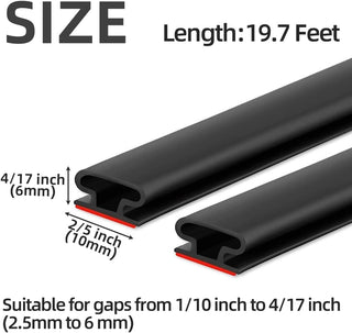Beynant 19.7Feet Door Weather Stripping Door Seal Strip,Self-Adhesive Rubber Door Insulation Weather Strip for Window and Door Soundproofing D Shape,Weatherstripping for Door Frame Gap Blocker(Black)