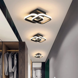 KEPHTH LED Ceiling Light Modern Square LED Ceiling Lamp 3 Colour Temperature Adjustments by Wall Control, Ceiling Lighting Fixture for Kitchen Bedrooms Hallway Office - 24W Black