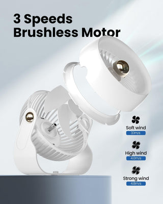 Anspect Desk Fan, 6 Inch Quiet Air Circulator Fan, 4 Speeds with Strong Airflow, 360° Rotate Portable Fan For Bedroom Home Office Desktop Travel (Dark Black)