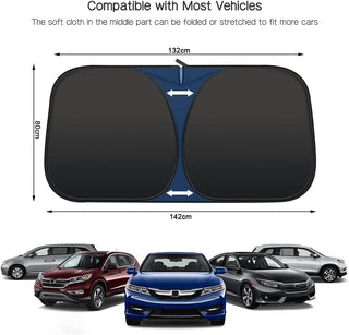 Rescien Foldable Car Windshield Sunshade with Storage Pouch,Front Windshield Reflective Sunshad,Car Front Window for Top Blocks UV Rays and Sun Heat Protection, Keeps Vehicle Coolerï¼ˆ56 * 31.5inchï¼‰
