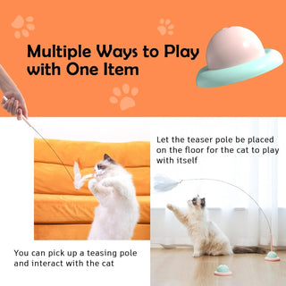 Sobirdos 2pcs Cat Feather Toys,Cat Wand Toy with Powerful Suction Cup,Feathers and Bells,Detachable Cat Toys,Interactive Kitten Sticks for Indoor Play,Length over 90cm(give a Giraffe doll for free)