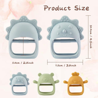 AoiSouk Baby Teether, Silicone Teething Toys for Babies 0-6 Months, Baby Chew Toys for Sucking Needs, Teething Pacifier, BPA Free Anti-Drop Silicone(Dark Pink&Rose Pink&Beige)