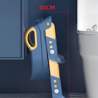 Height Adjustable Foldable Training Seat with Step Stool, Splash Guard Toilet Seat Trainer Used In Most Toilets, Children's Ladder Potty Chair Sturdy 80Kg Suitable for Children Aged (GREY)