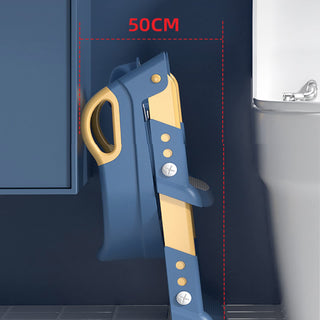 Height Adjustable Foldable Training Seat with Step Stool, Splash Guard Toilet Seat Trainer Used In Most Toilets, Children's Ladder Potty Chair Sturdy 80Kg Suitable for Children Aged (GREY)