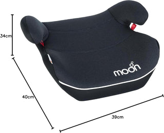 MOON Kido Baby/Kids Lightweight Travel Booster Car Seat Group 3 Universal Fix Extra Large Backless Belt Positioning Suitable From Years To 12 15-36 Kg,Black
