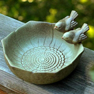 JARPSIRY QIANSHENG Ceramic Birdbath Bowl Wild Bird Feeder Bird Food Holder Container Bird Feeding Tray for Outside Bee Bird Water Bath Outdoor Garden Courtyard Decoration